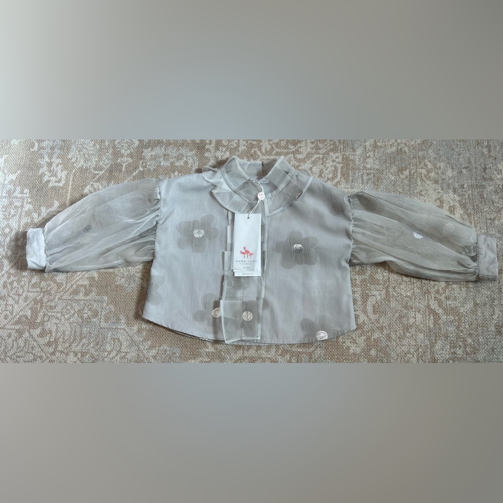 3-4, Mama Luma Organza Ruffle 3/4 Sleeve Blouse NWT